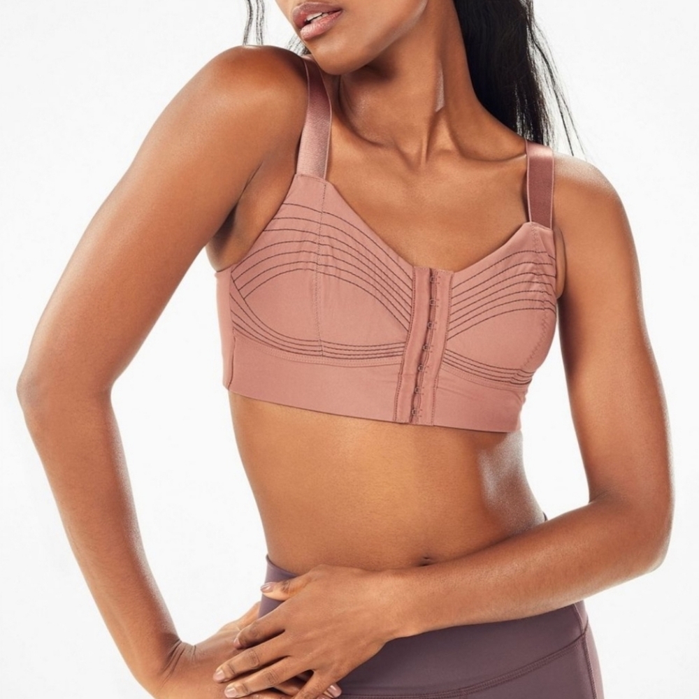 Fabletics Ines Low Impact Sports Bra Size L NWOT Mesa Rose/Espresso